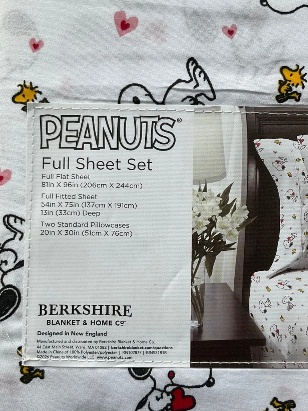 Peanuts Snoopy & Woodstock Full Size Sheet Set by Berkshire Blanket & Home NWT